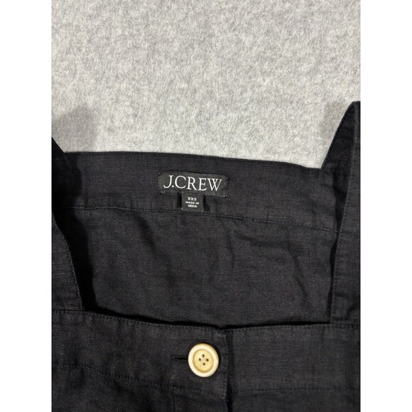 J Crew 100% Linen Black Squareneck Puffed Long Sleeve Button Down Crop Size XXS - Picture 5 of 7